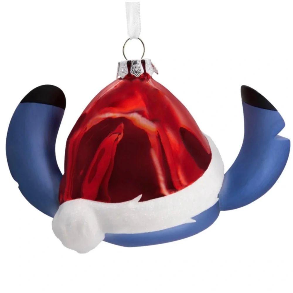 Hallmark Disney's Lilo & Stitch in Santa Hat Blown Glass Ornament (NWT)